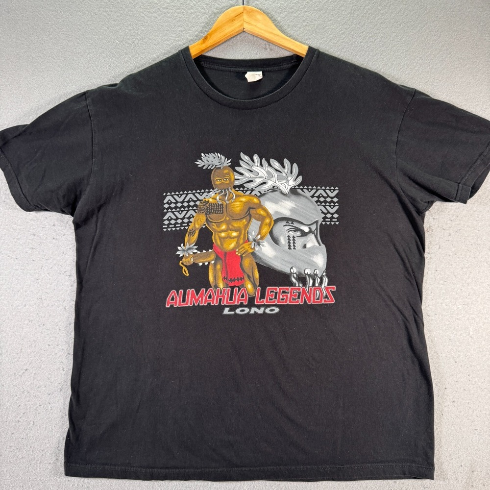Aumakua Legends‎ Lono T-Shirt Adult Large Black Tribal Graphic Hawaii Island